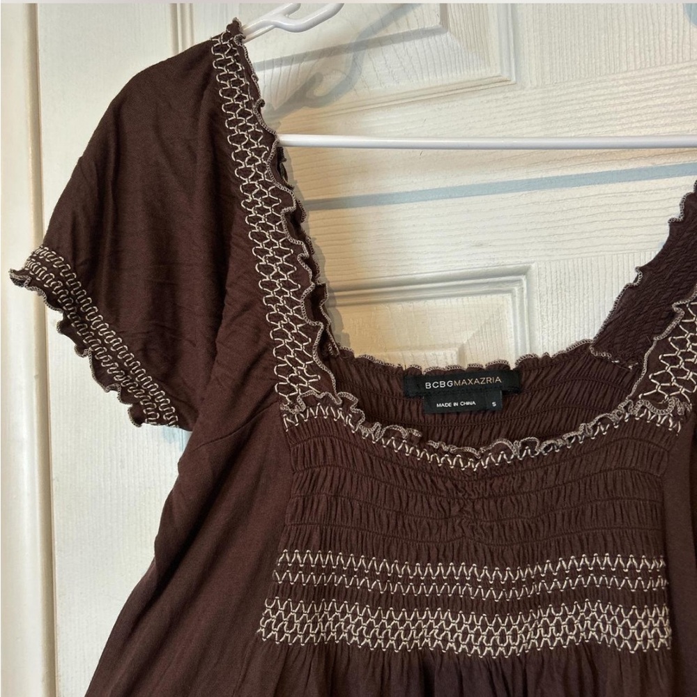 BCBGMaxAzria Chocolate Smocked Blouse or Dress